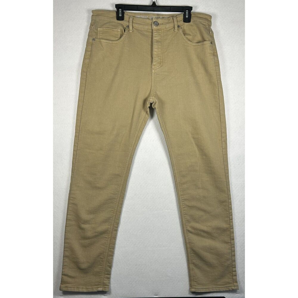 VGB Vintage Genes Black Men's Slim Fit Stretch Pants Khaki Tan W36 L32